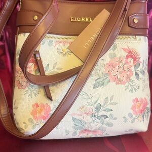 Fiorelli Floral Cream and Brown Crossbody Bag